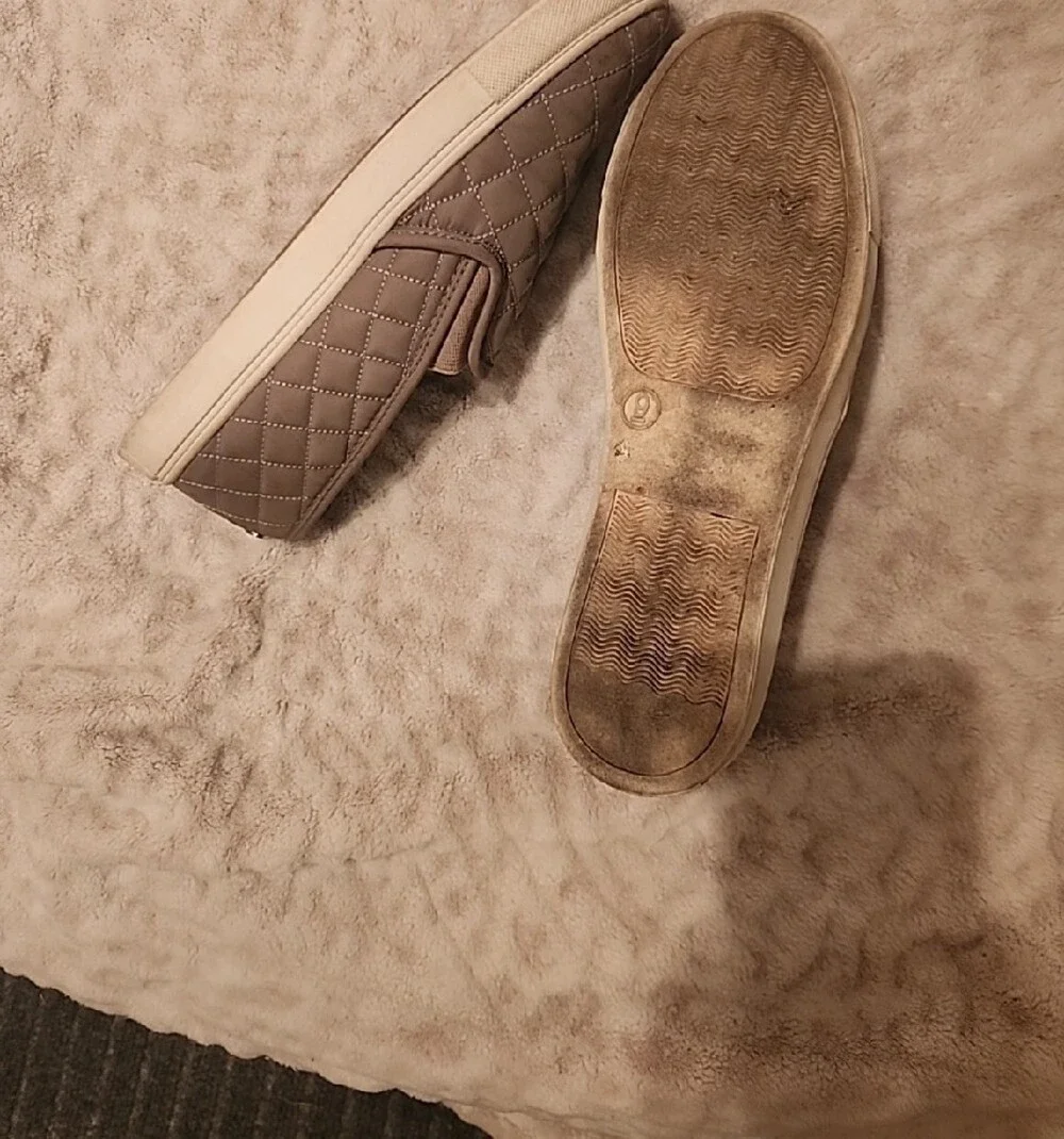 Quilted Slip-On Women's Casual Sneakers - Taupe/Beige Size 9